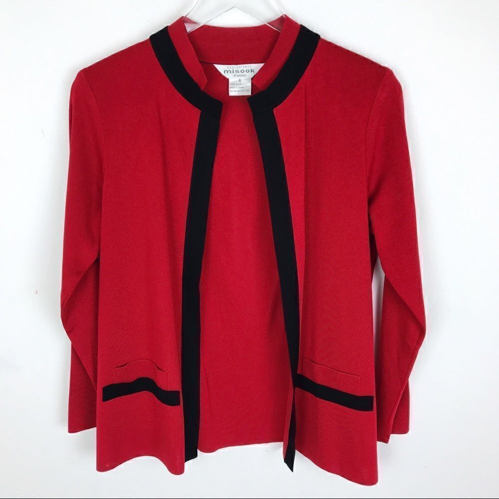 Exclusively Mishook Red Black Cardigan Sweater PS